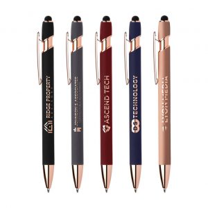 Alpha Arden Gold Soft-Touch Kugelschreiber aus Metall mit Stylus und Spiegelgravur