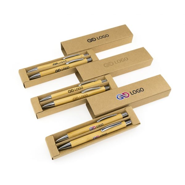 Schreibset Eco Bambus-Holz Kugelschreiber + Bleistift